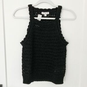 NWT J. Crew Montauk Black Crochet Tank Top - S
